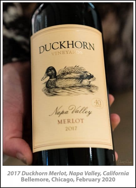 2017 Duckhorn Merlot, Napa Valley, California, Bellemore, Chicago, February 2020