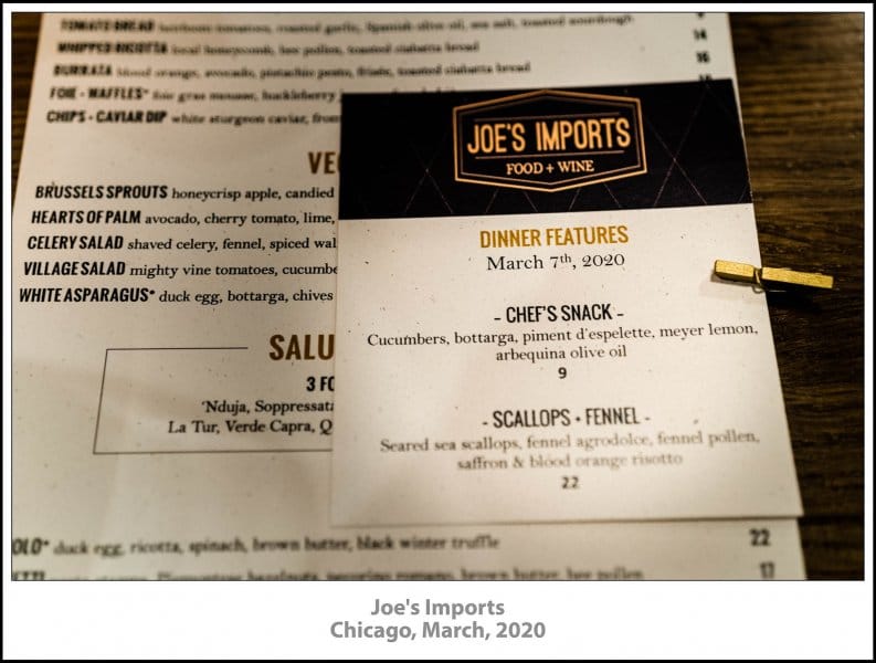 Joe's Imports, Chicago, March, 2020